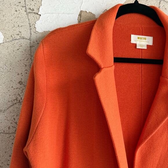 Anthropologie Duster Cardigan Orange Longline Sweater Coat Womens S Quiet Luxury - Picture 2 of 9